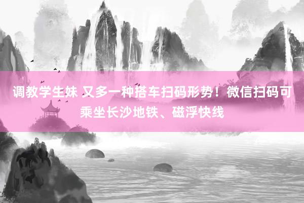 调教学生妹 又多一种搭车扫码形势！微信扫码可乘坐长沙地铁、磁浮快线