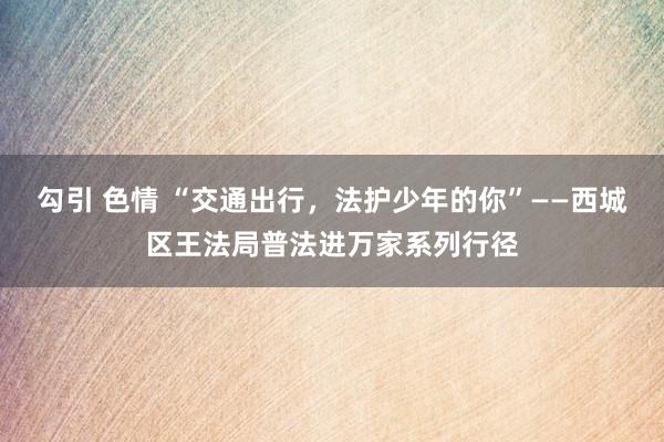 勾引 色情 “交通出行，法护少年的你”——西城区王法局普法进万家系列行径